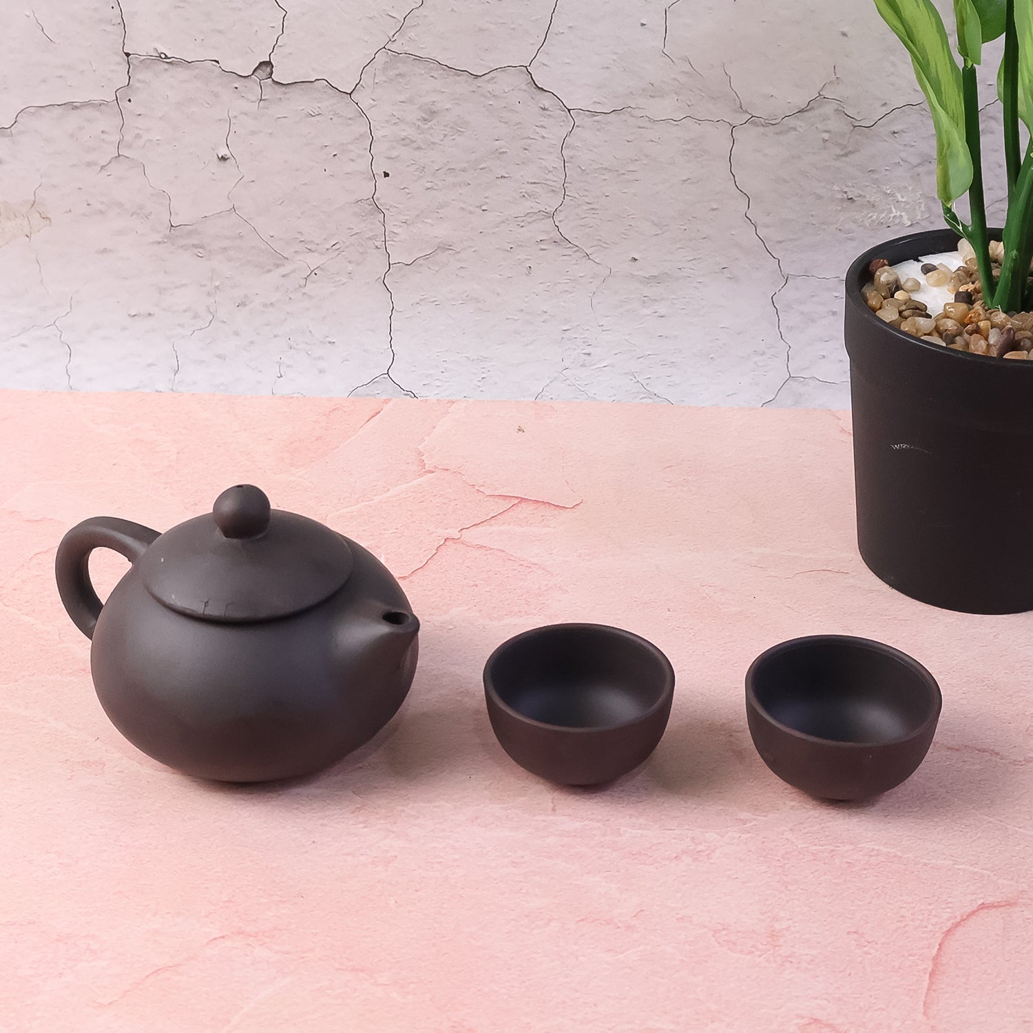 Premium Black Clay / Ceramic Tea Set with Teapot & 4 Cups The Morsignaturekarts
