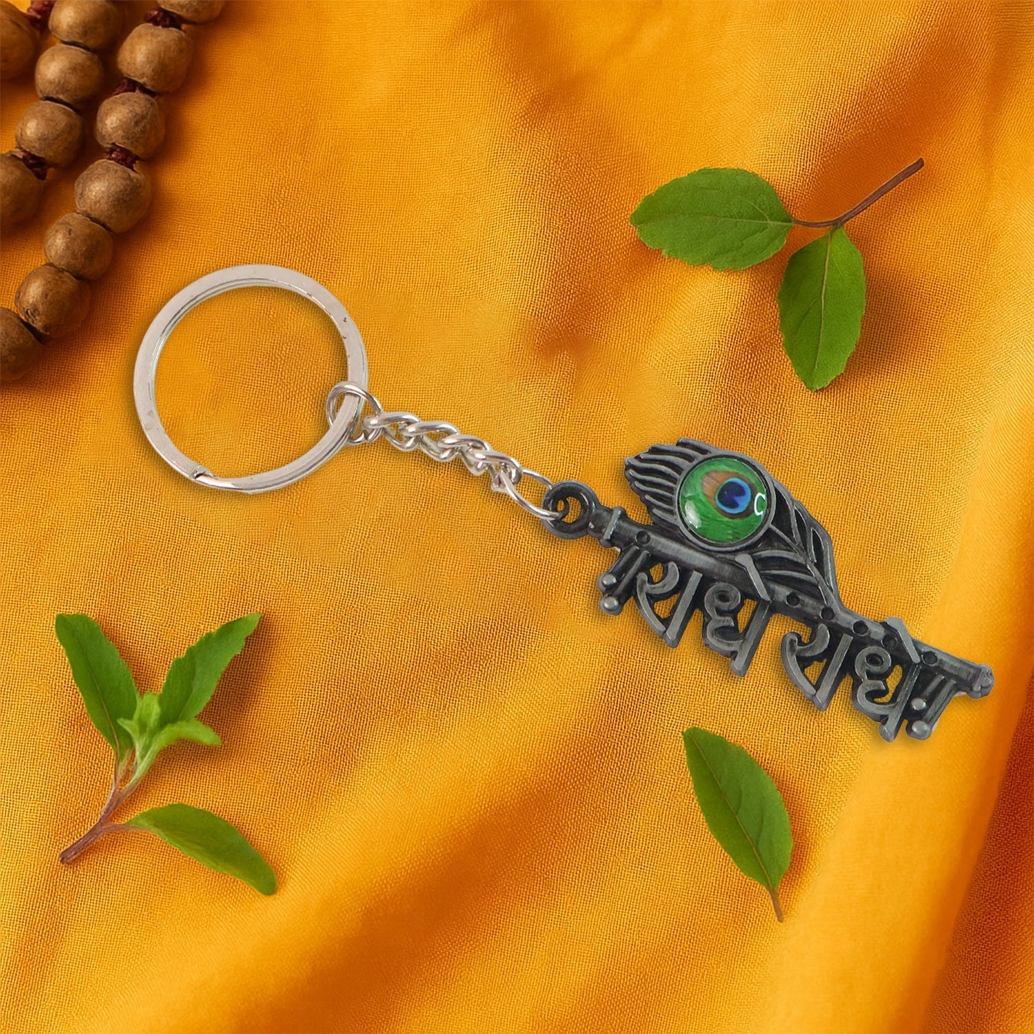 Stylish Radha Krishna “Radhe Radhe” Metal Keychain (1 Pc) signaturekarts