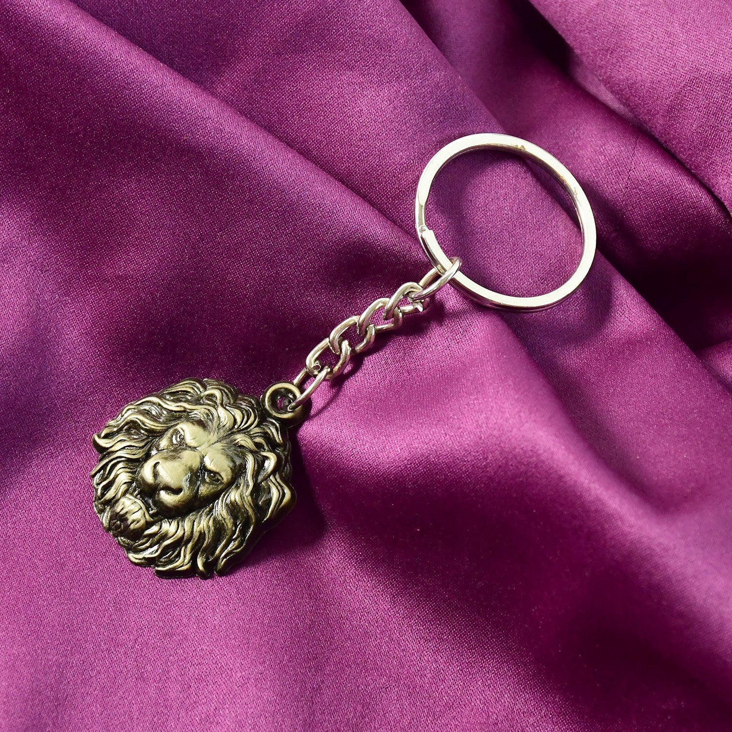 Premium Lion Head Metal Keychain (1 Pc) signaturekarts