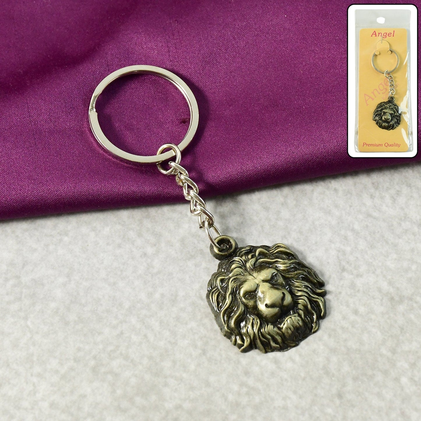 Premium Lion Head Metal Keychain (1 Pc) signaturekarts