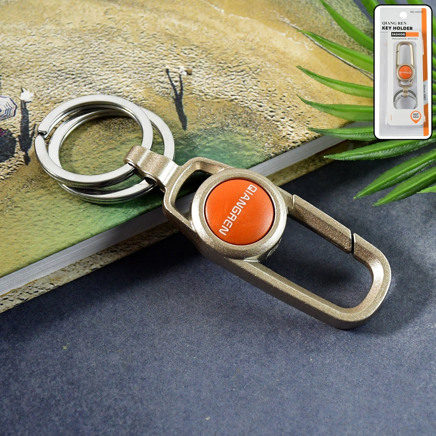 Premium Metal Keychain Carabiner Clip Hook with Dual Key Rings (1 Pc) signaturekarts