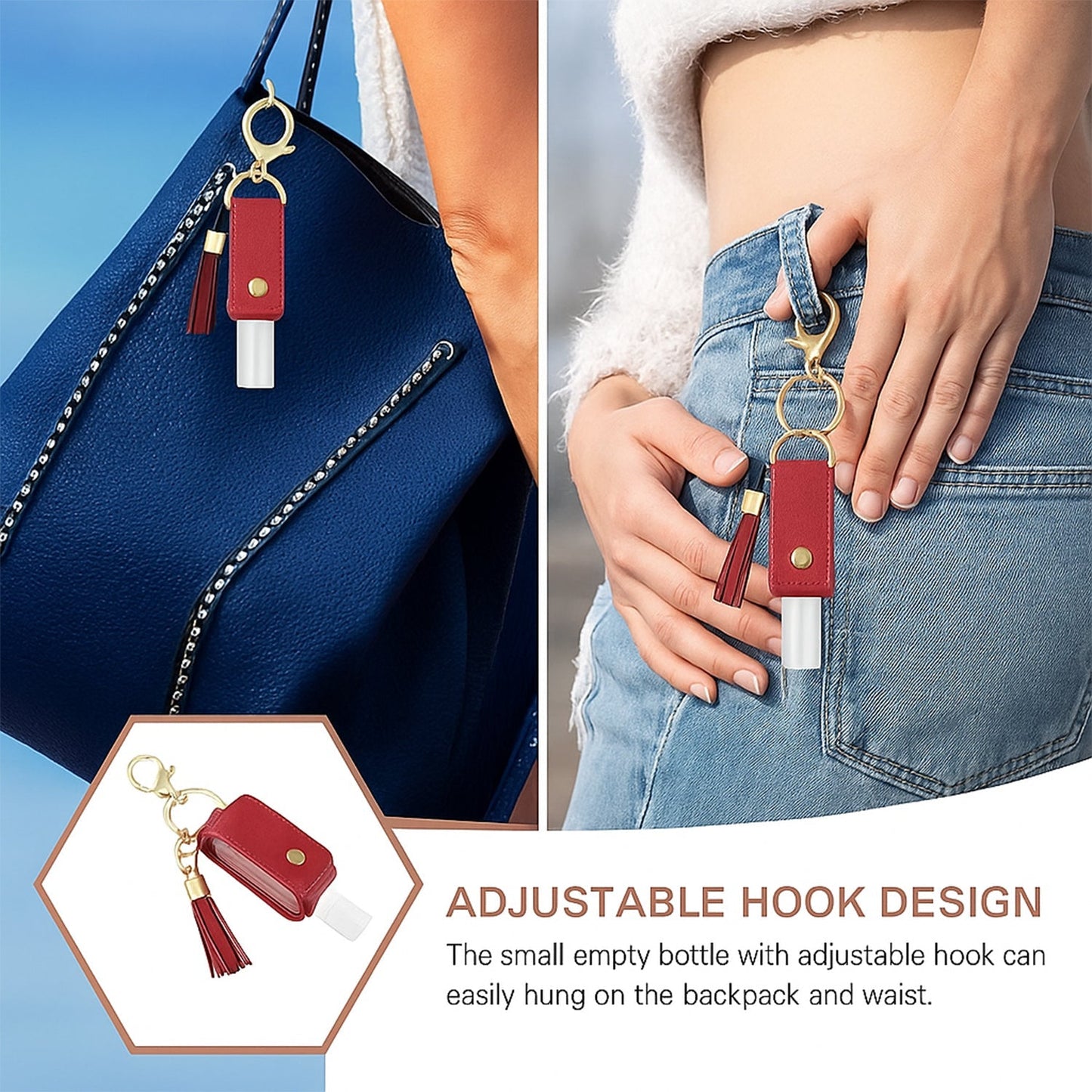 Portable Hand Sanitizer Holder Keychain with Tassel (1 Pc) signaturekarts