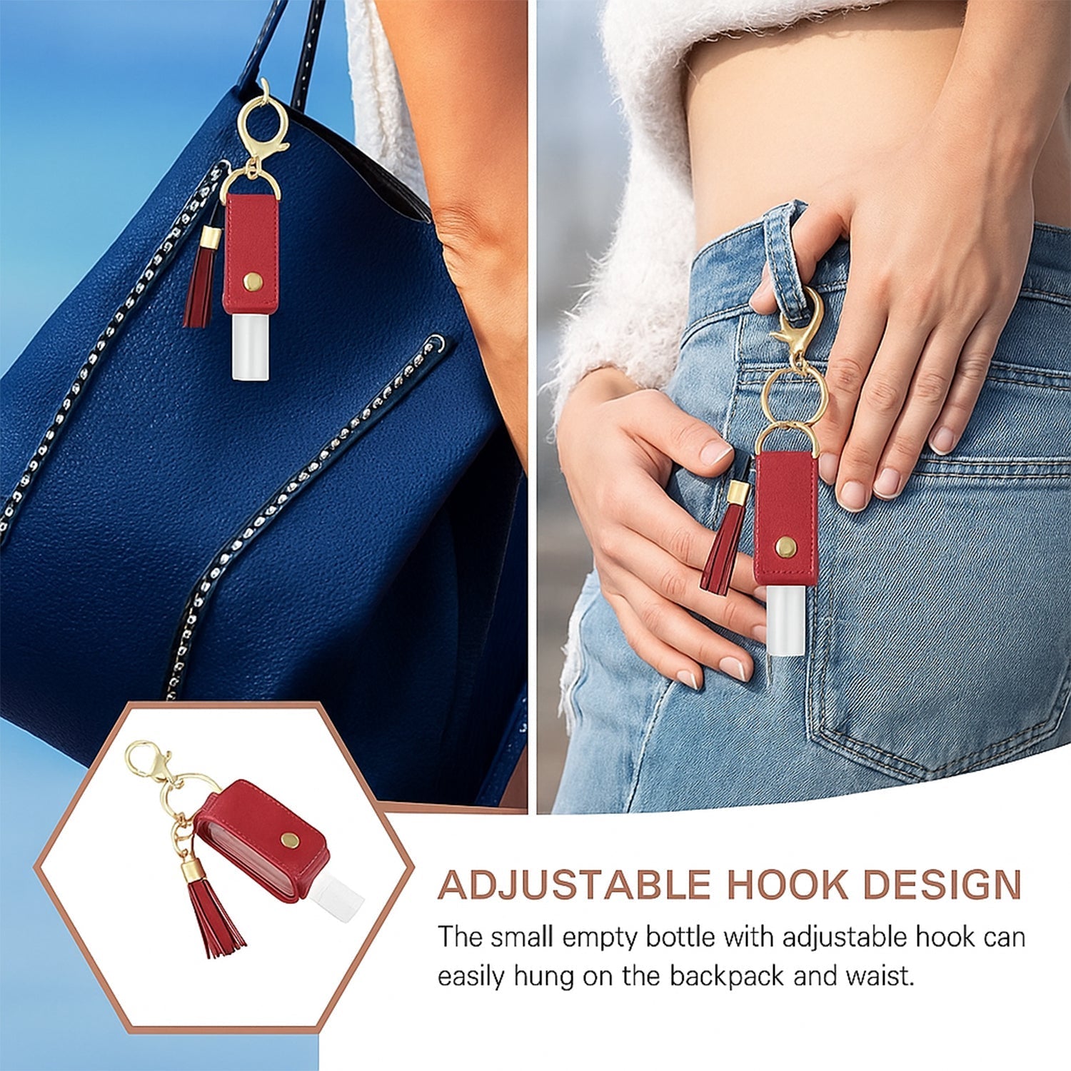 Portable Hand Sanitizer Holder Keychain with Tassel (1 Pc) signaturekarts