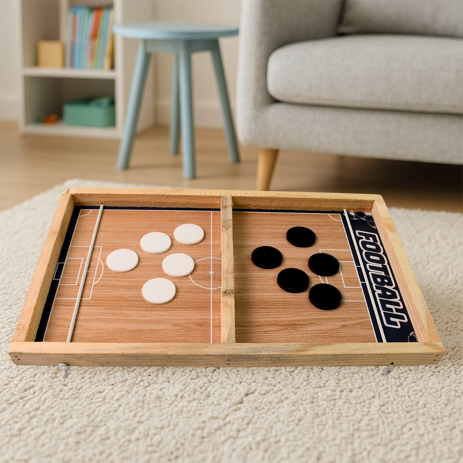 Wooden Board Game Set – Ludo, Snakes & Ladders, and Desktop Football (3-in-1) signaturekarts
