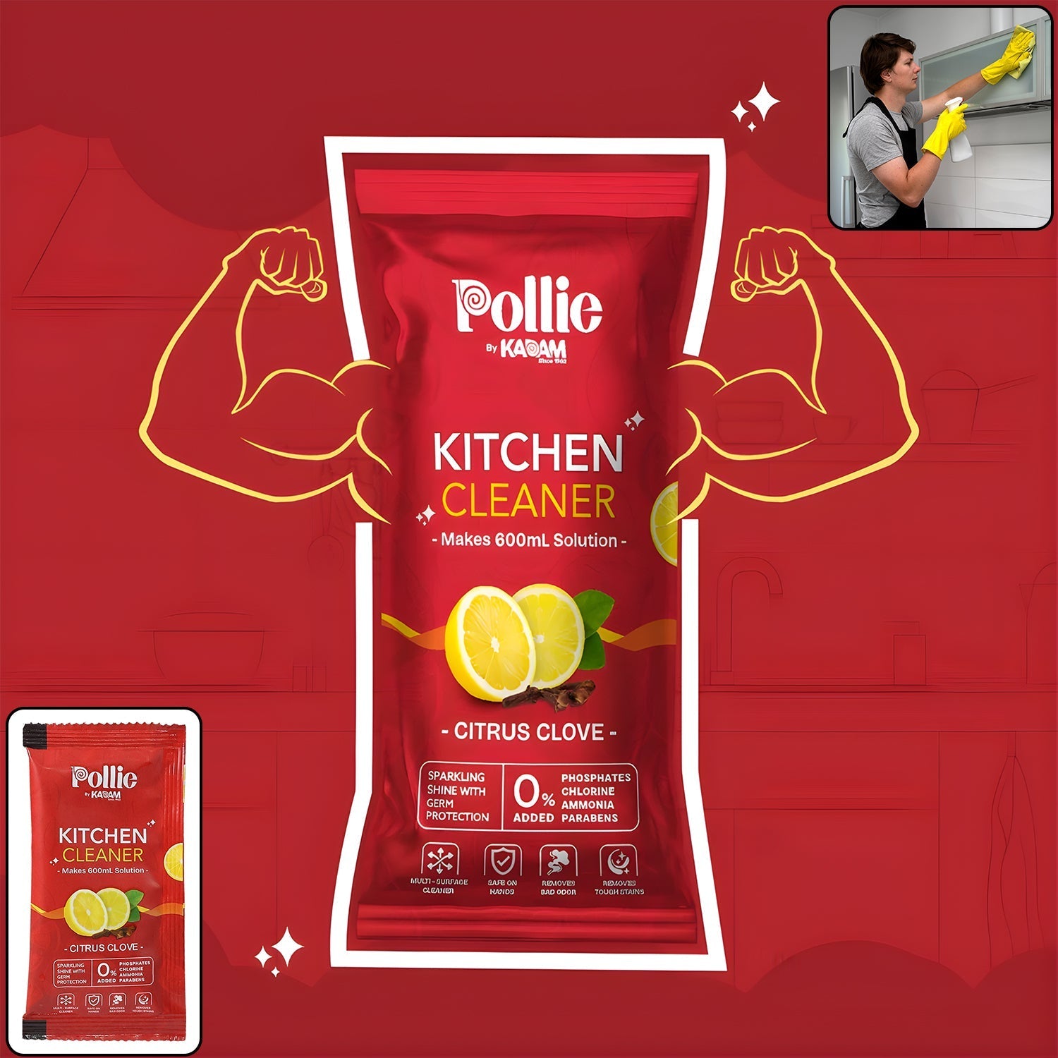 Pollic Kadam Concentrated Kitchen Surface Cleaner Sachet signaturekarts