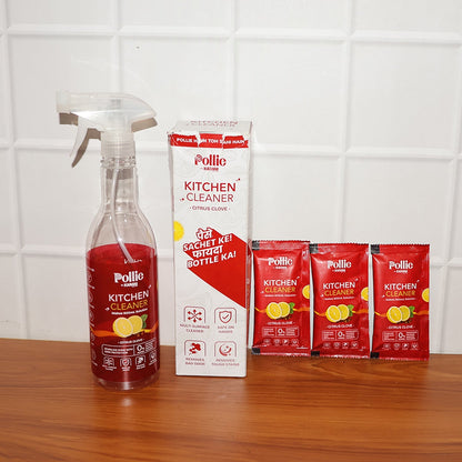 Pollic kadam Concentrated Kitchen Surface Cleaner Refill Kit with Spray Bottle signaturekarts