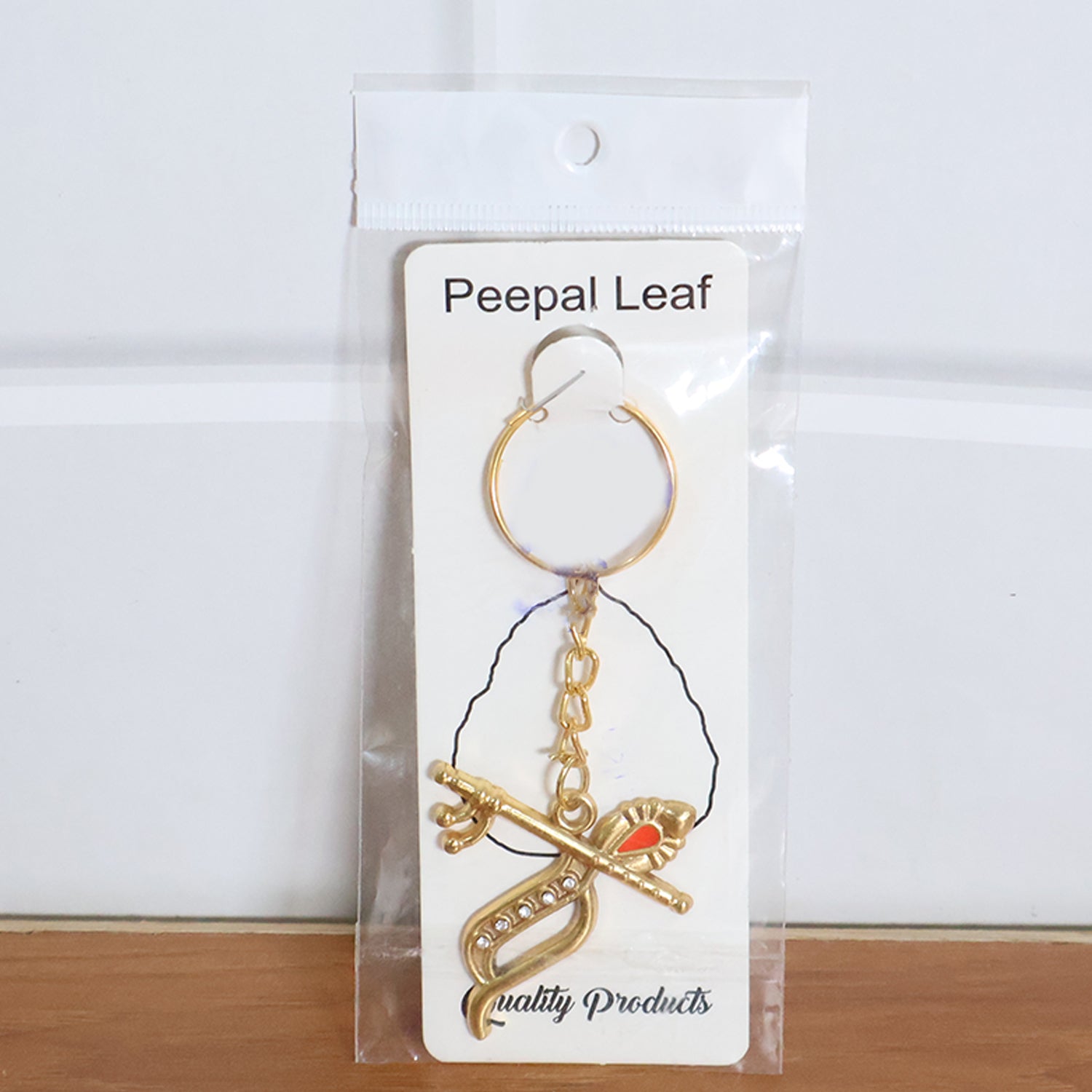 Flute and Peacock Feather Krishna Design Keychain (1 Pc) signaturekarts