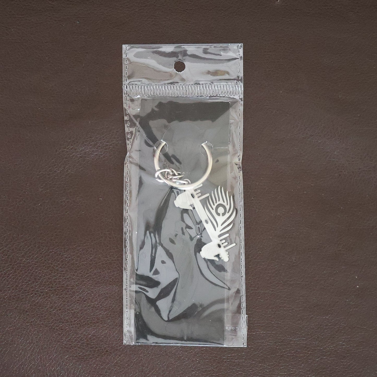Krishna Flute & Peacock Feather Metal Keychain - (1 Pc) signaturekarts