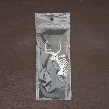 Krishna Flute & Peacock Feather Metal Keychain - (1 Pc) signaturekarts