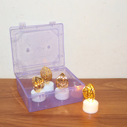 Decorative Golden Leaf Shaped Flameless LED Candles (4 Pc) signaturekarts