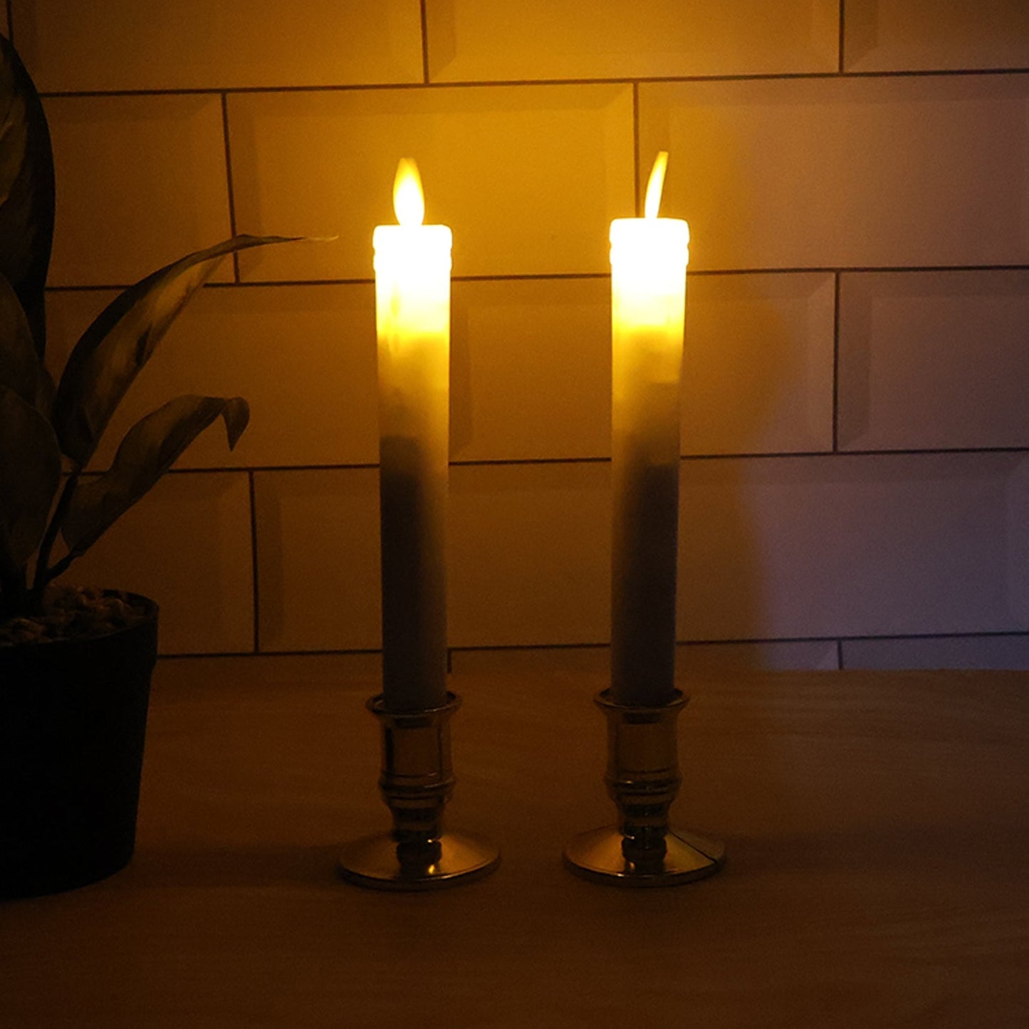 Set of 2 LED Flameless Taper Candles signaturekarts