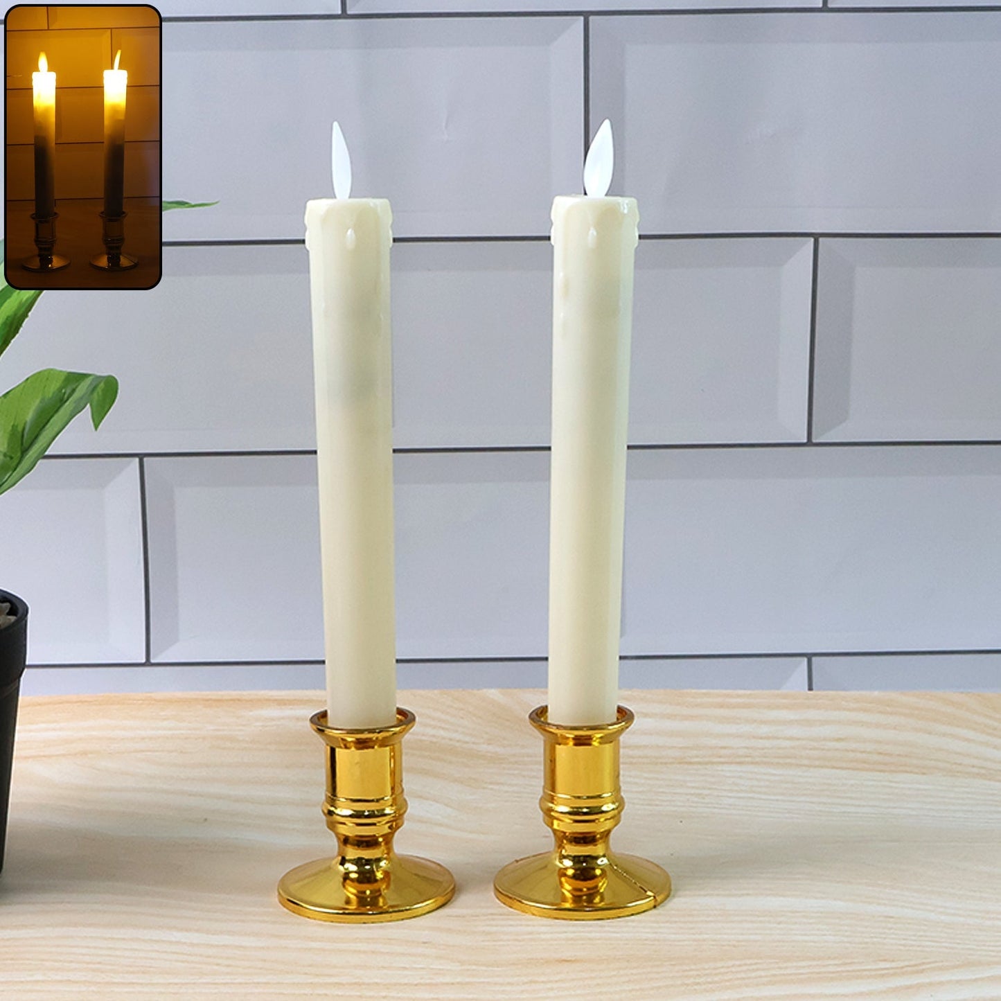 Set of 2 LED Flameless Taper Candles signaturekarts