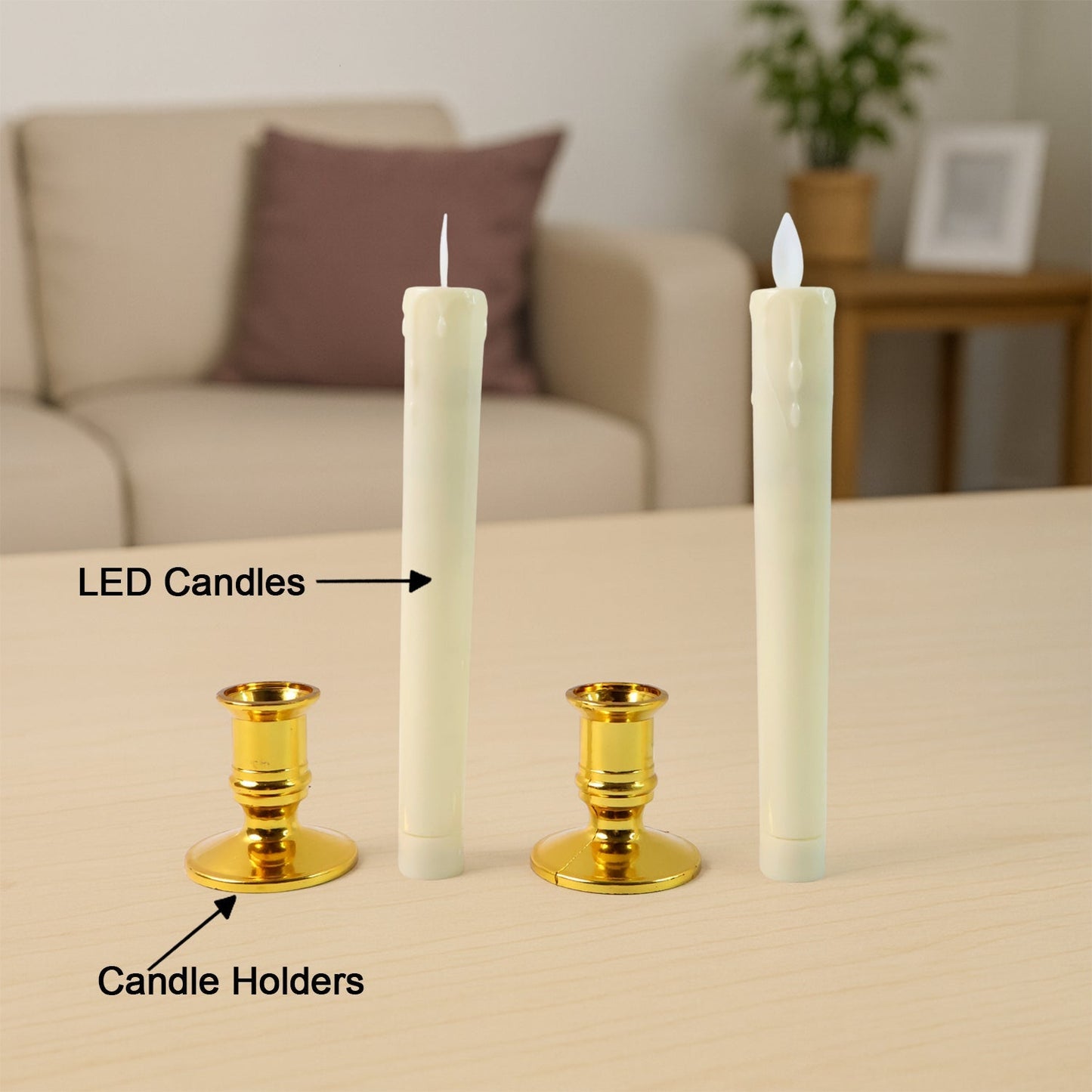 Set of 2 LED Flameless Taper Candles signaturekarts