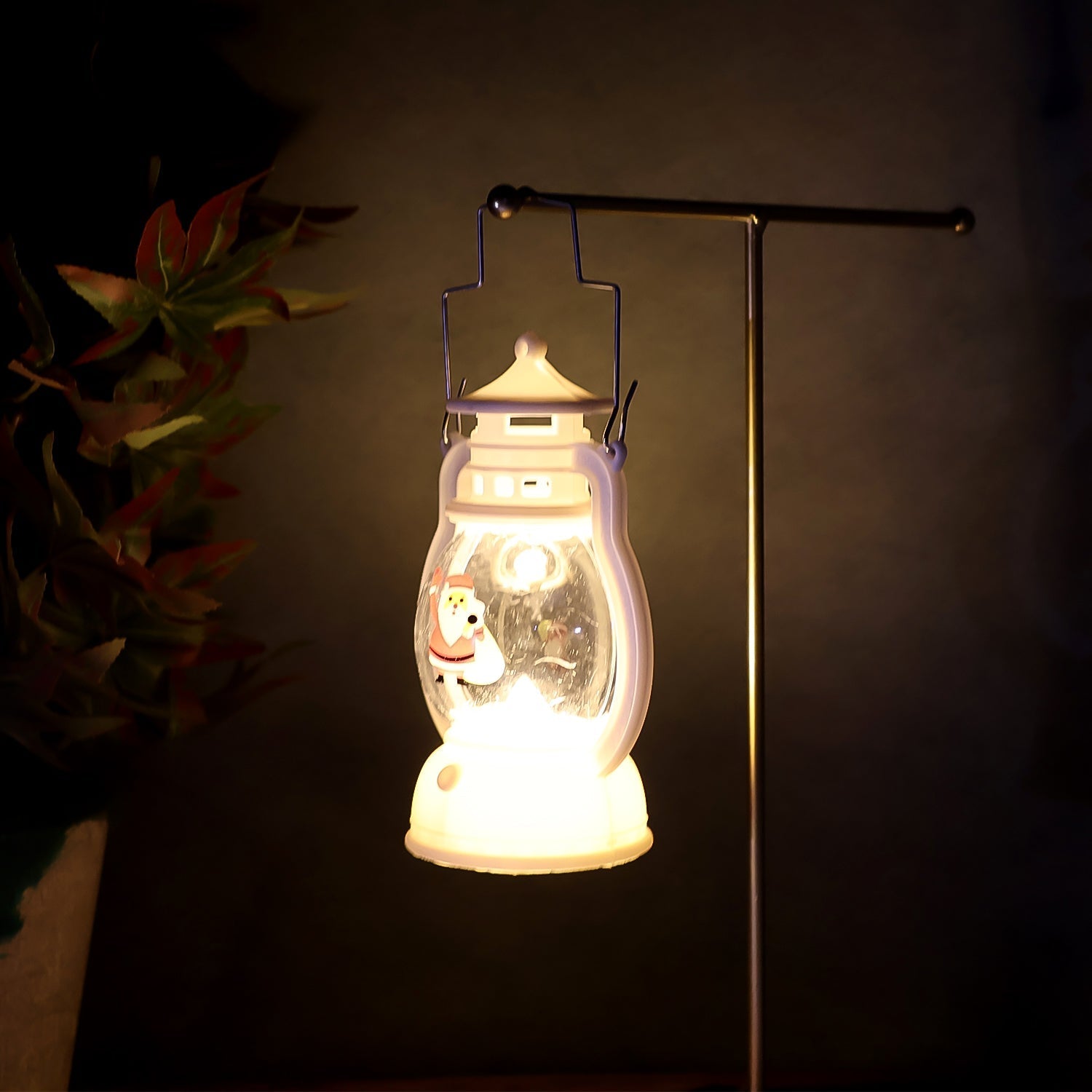 Mini LED Decorative Lantern with Santa Figurine & Handle (1 Pc) signaturekarts