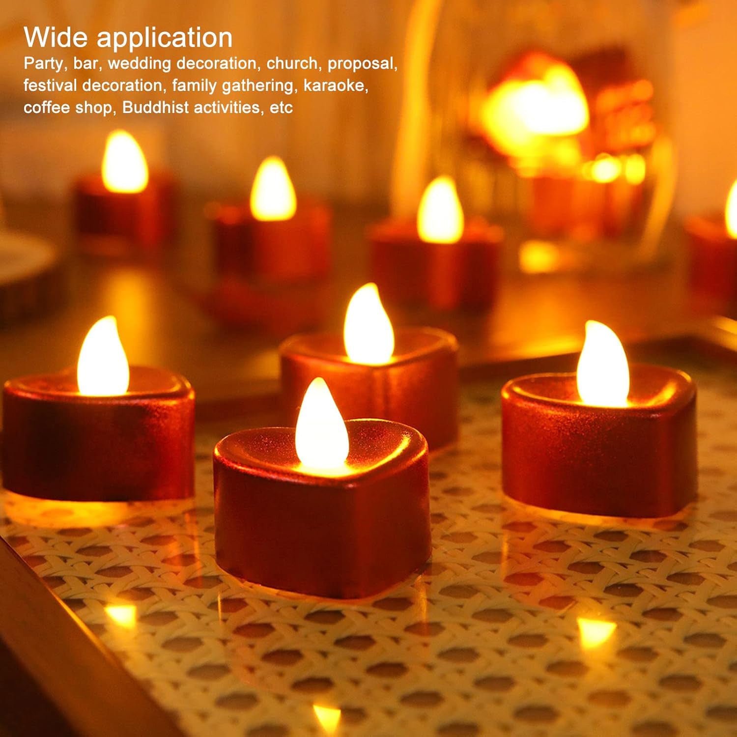 Heart Shaped LED Tea Light Candles (Mix Color / 12 Pc) signaturekarts