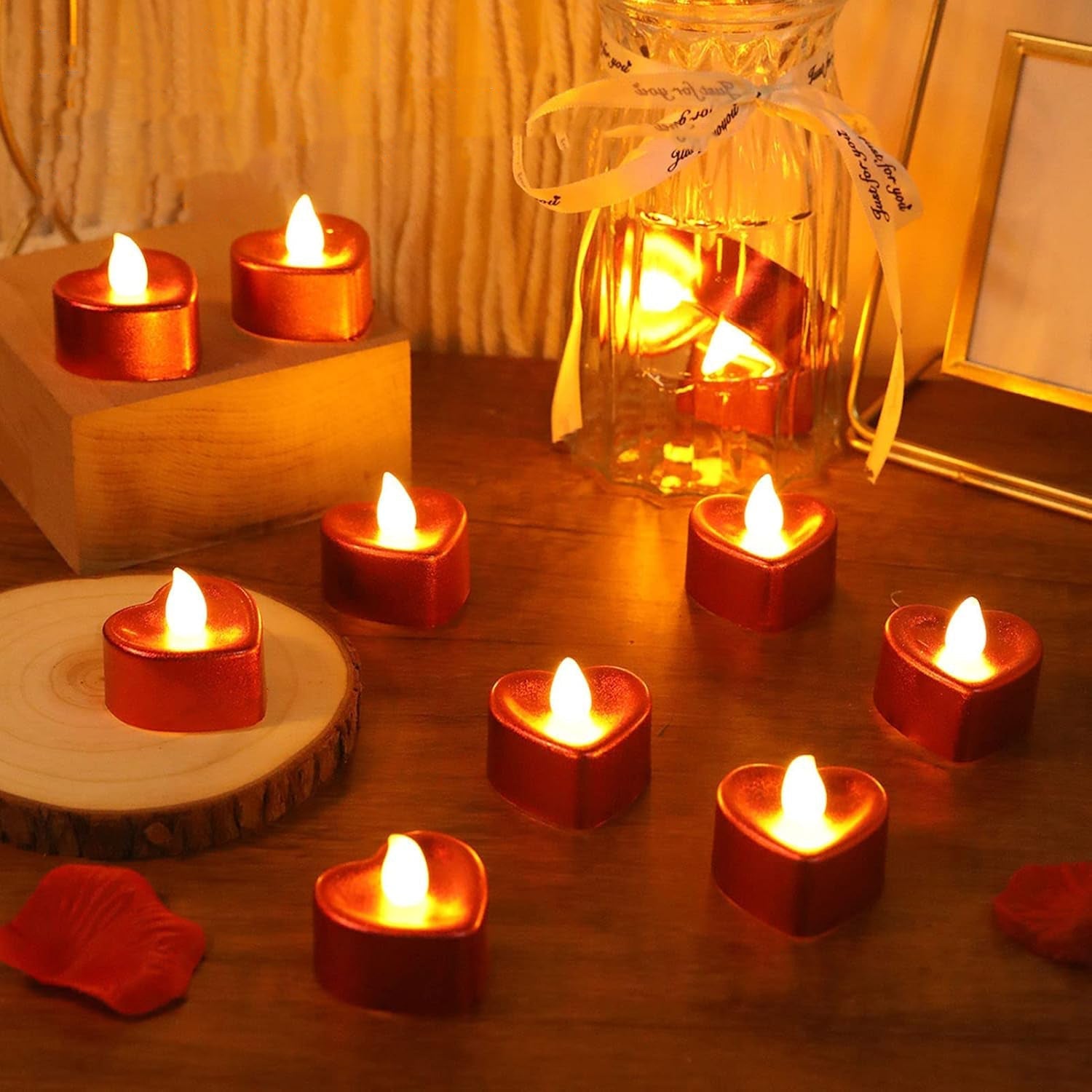 Heart Shaped LED Tea Light Candles (Mix Color / 12 Pc) signaturekarts