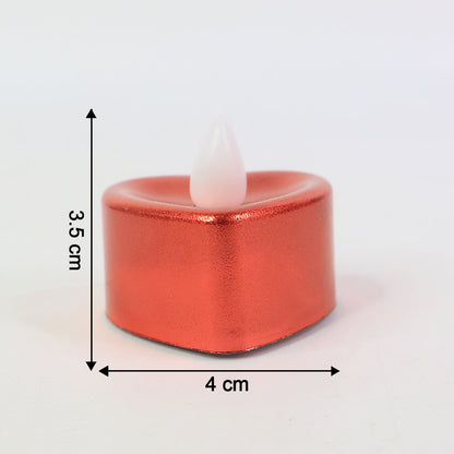Heart Shaped LED Tea Light Candles (Mix Color / 12 Pc) signaturekarts