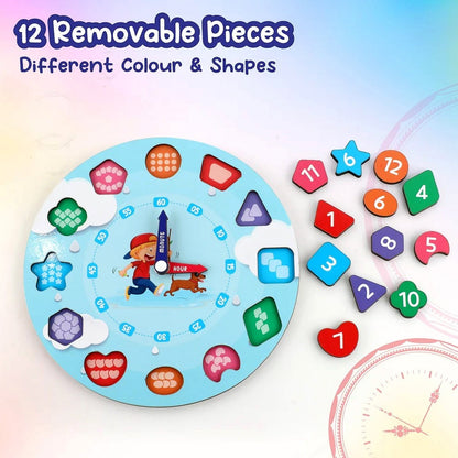 Aditi Wooden Educational Learning Clock Toy with Movable Hands signaturekarts