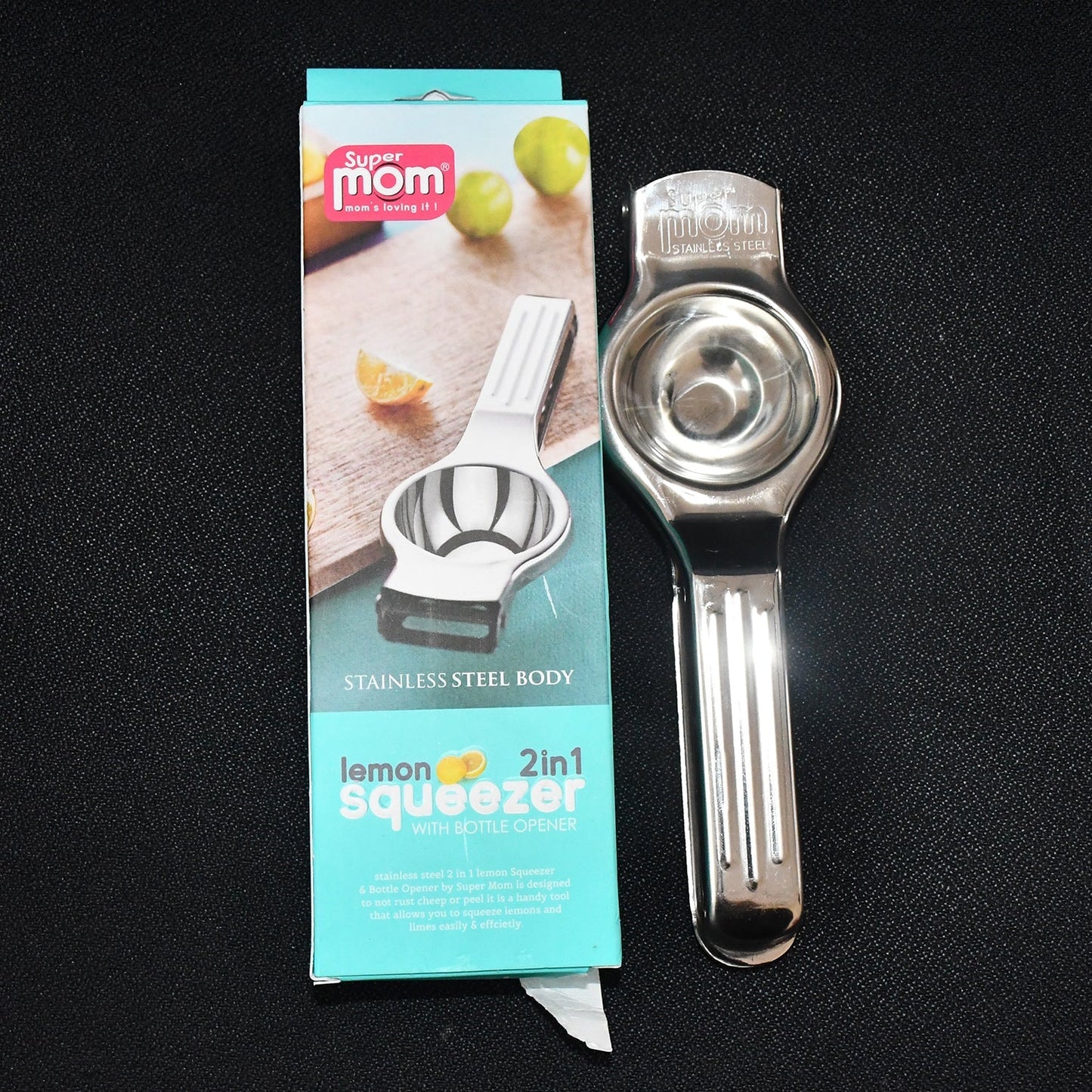 Supermom 2-in-1 Heavy Duty Stainless Steel Lemon Squeezer with Built-in Bottle Opener signaturekarts