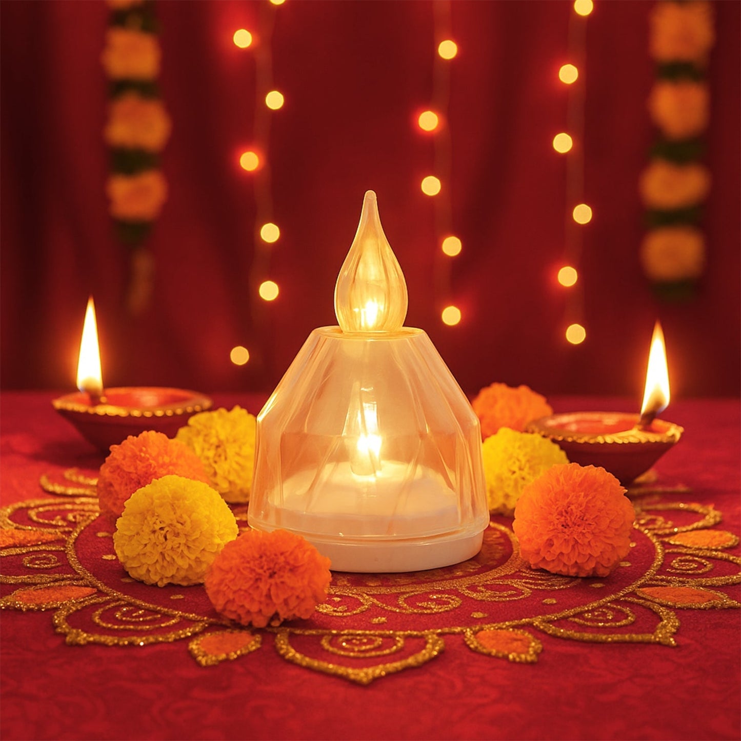 LED Flameless Decorative Diyas - (8 Pc) signaturekarts