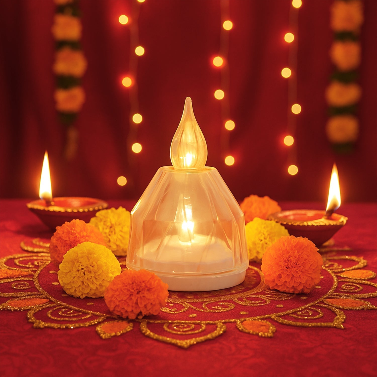 LED Flameless Decorative Diyas - (8 Pc) signaturekarts