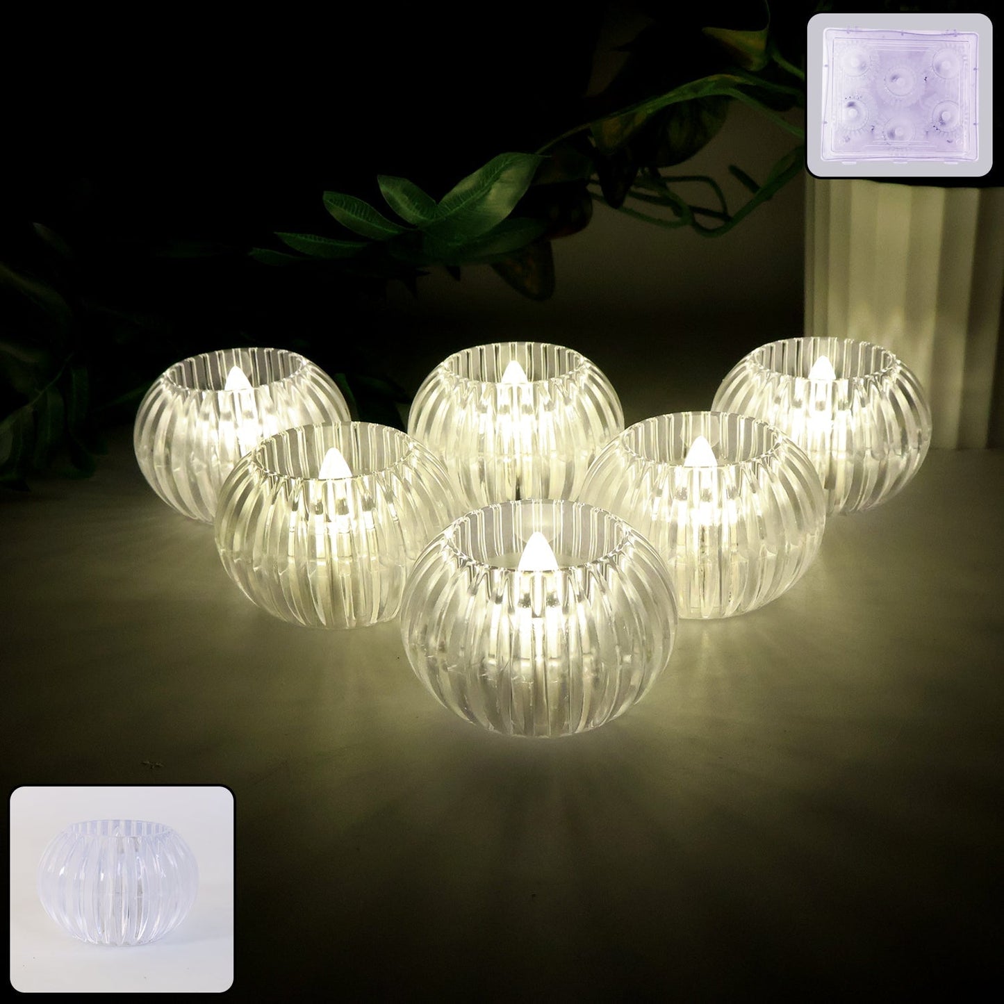 Crystal Design LED Flameless Tealight Candles (6 Pc) signaturekarts