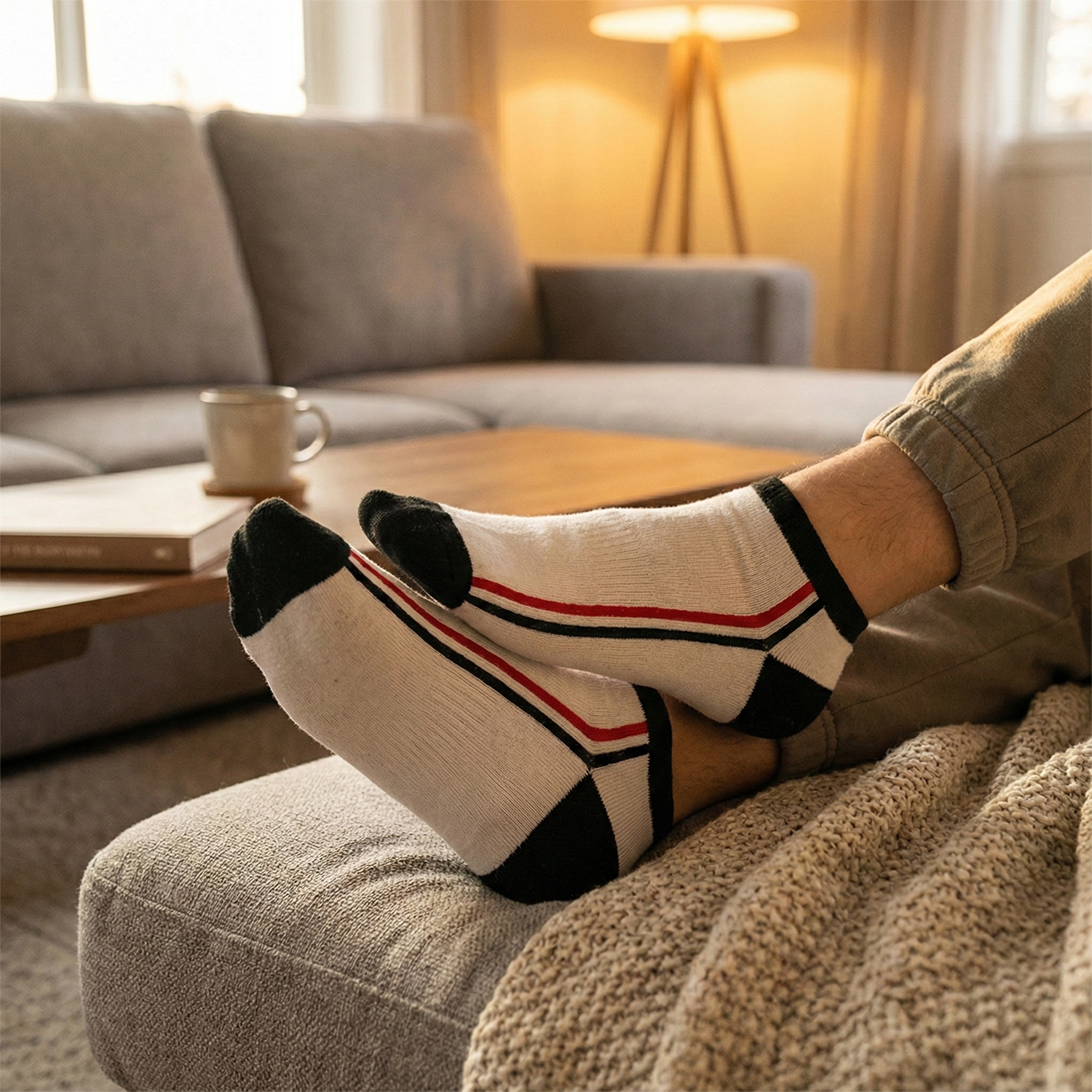 White & Black Striped Low-Cut Sports Socks (1 Pair) The Morsignaturekarts