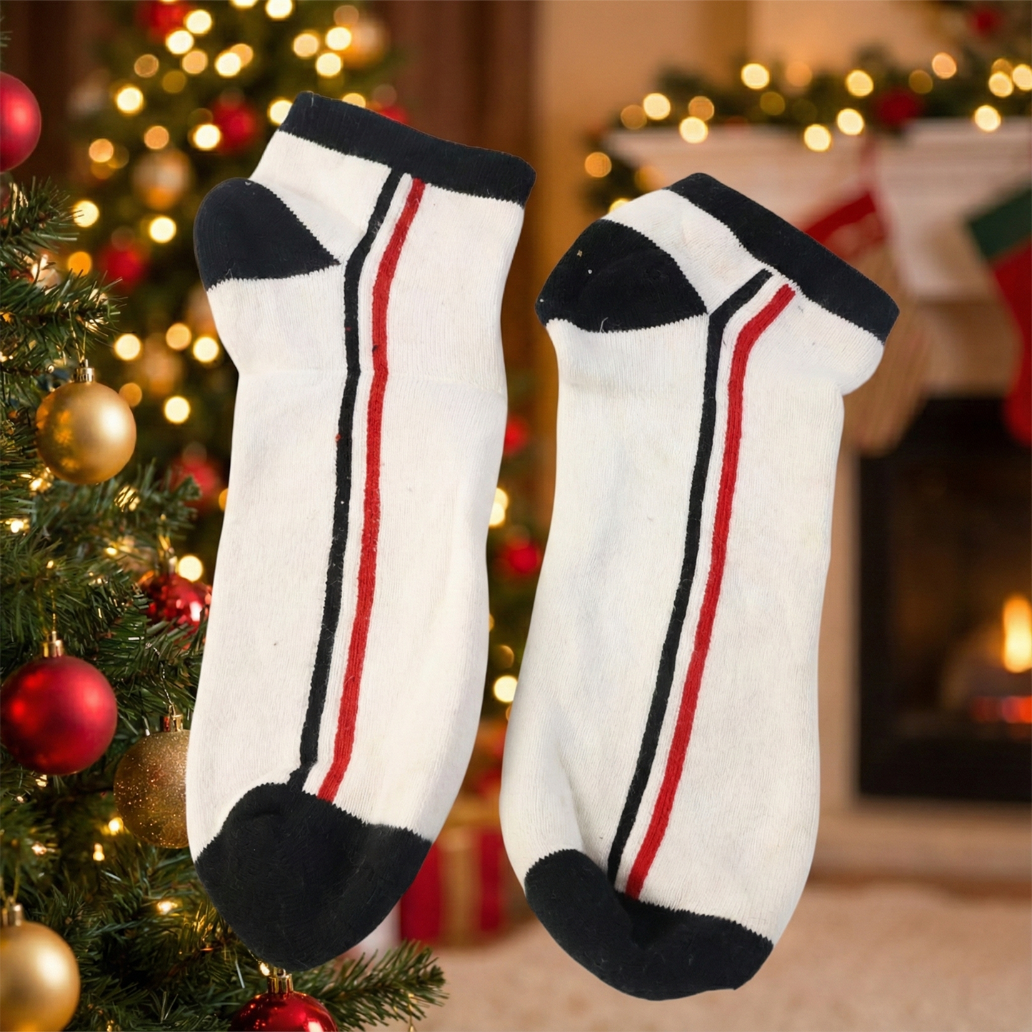 White & Black Striped Low-Cut Sports Socks (1 Pair) The Morsignaturekarts