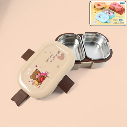 Cute Teddy Printed Kids Lunch Box (500Ml / 1 Pc) The Morsignaturekarts