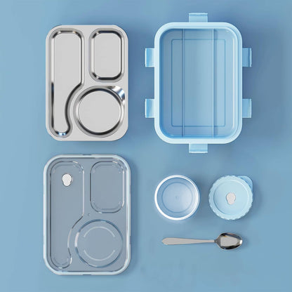 Premium Stainless Steel Compartment Lunch Box 1 Set signaturekarts