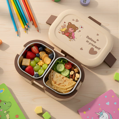 Cute Teddy Printed Kids Lunch Box (500Ml / 1 Pc) The Morsignaturekarts