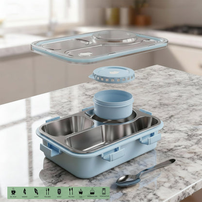 Premium Stainless Steel Compartment Lunch Box 1 Set signaturekarts