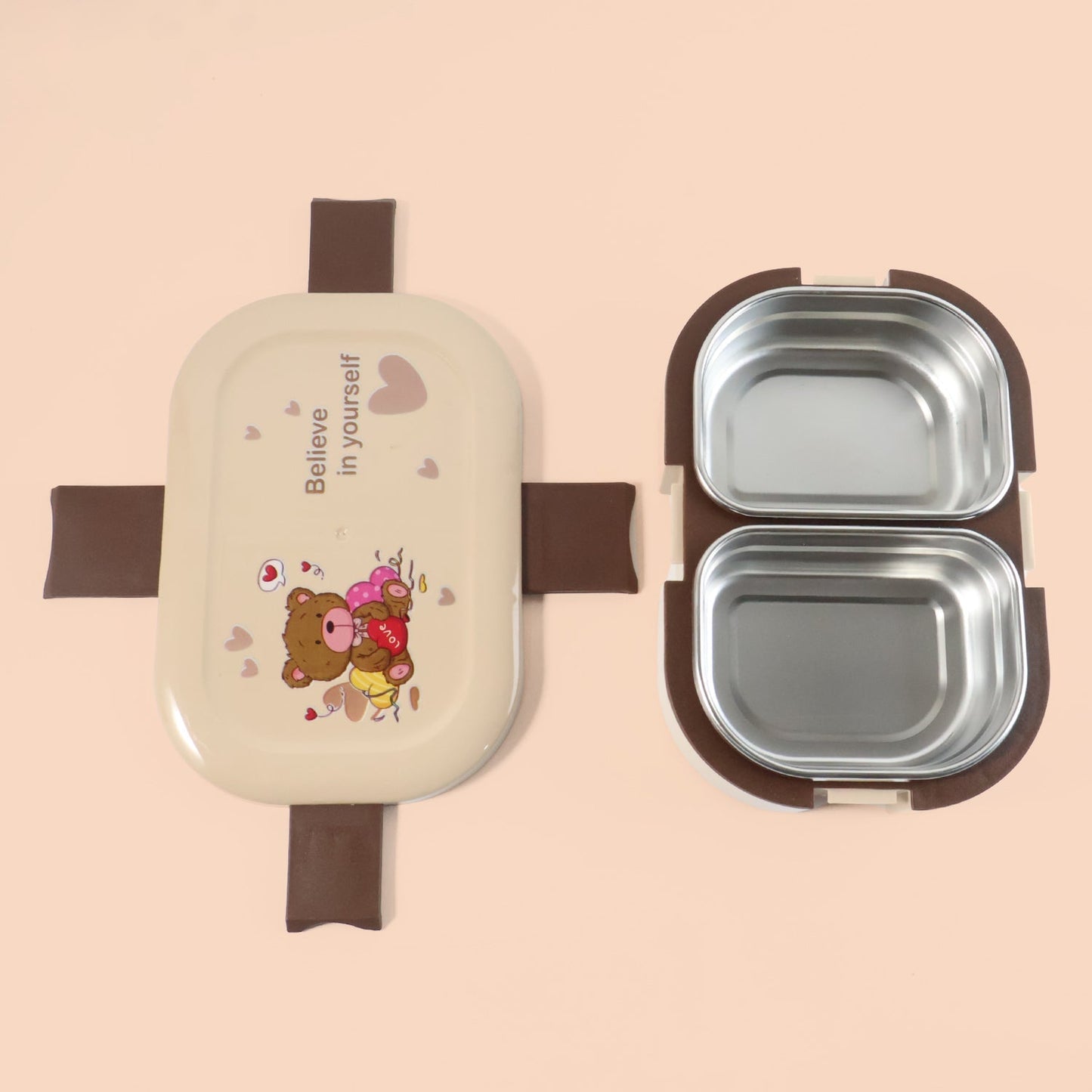 Cute Teddy Printed Kids Lunch Box (500Ml / 1 Pc) The Morsignaturekarts