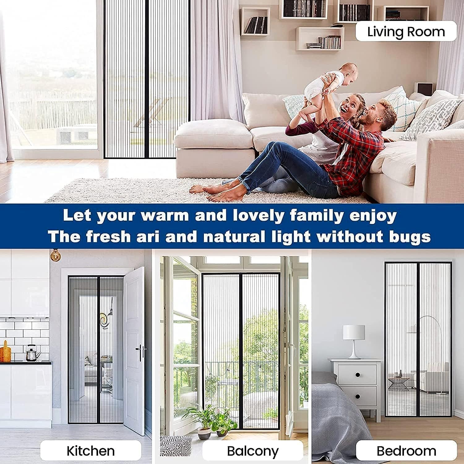 Magic Mesh Hands-Free Screen Door Instant Opening (1 Set) The Morsignaturekarts