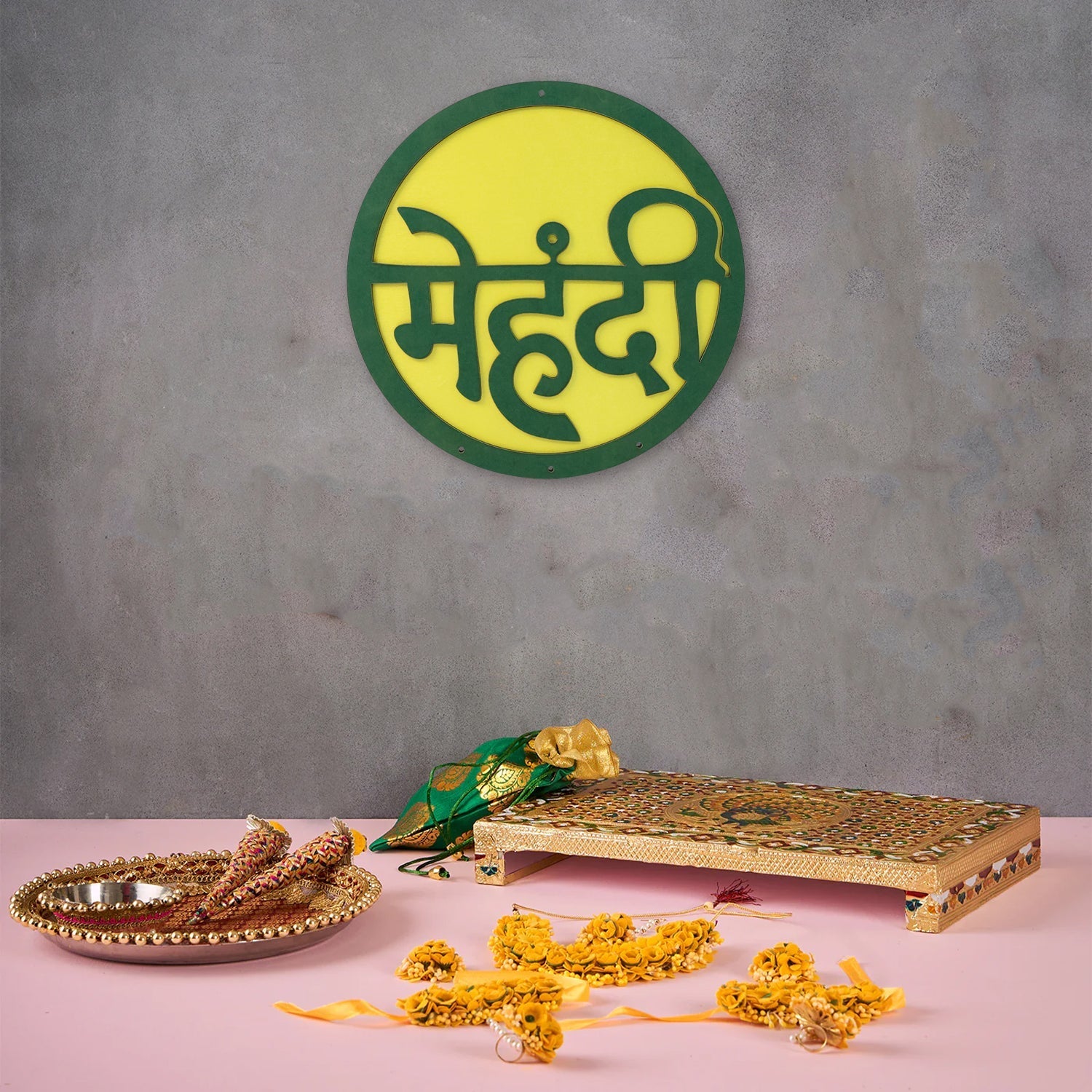 Mehndi Ceremony Wall Hanging / Backdrop Sign Name Plate (1 Pc) signaturekarts