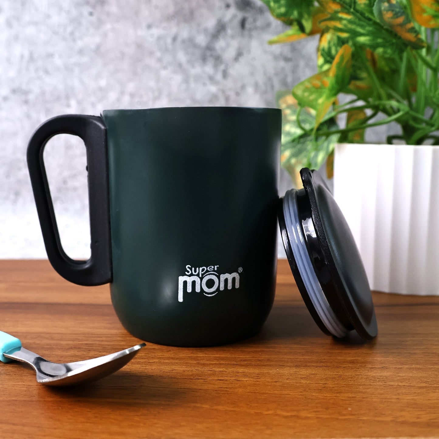 Supermom Metallic Stainless Steel Insulated Mug with Lid Approx 300Ml (1 Pc) signaturekarts