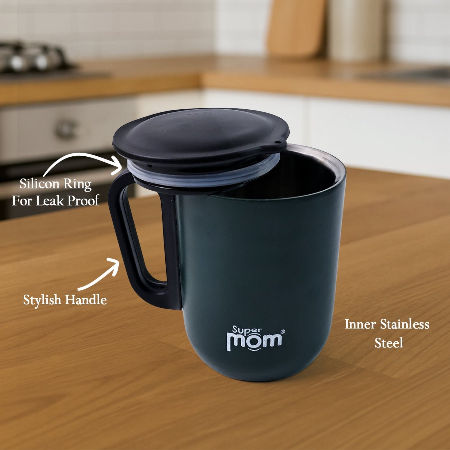 Supermom Metallic Stainless Steel Insulated Mug with Lid Approx 300Ml (1 Pc) signaturekarts