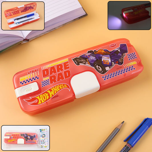 Plastic Pencil Box with LED Light & Cartoon Print (1 Pc) Signature Kart