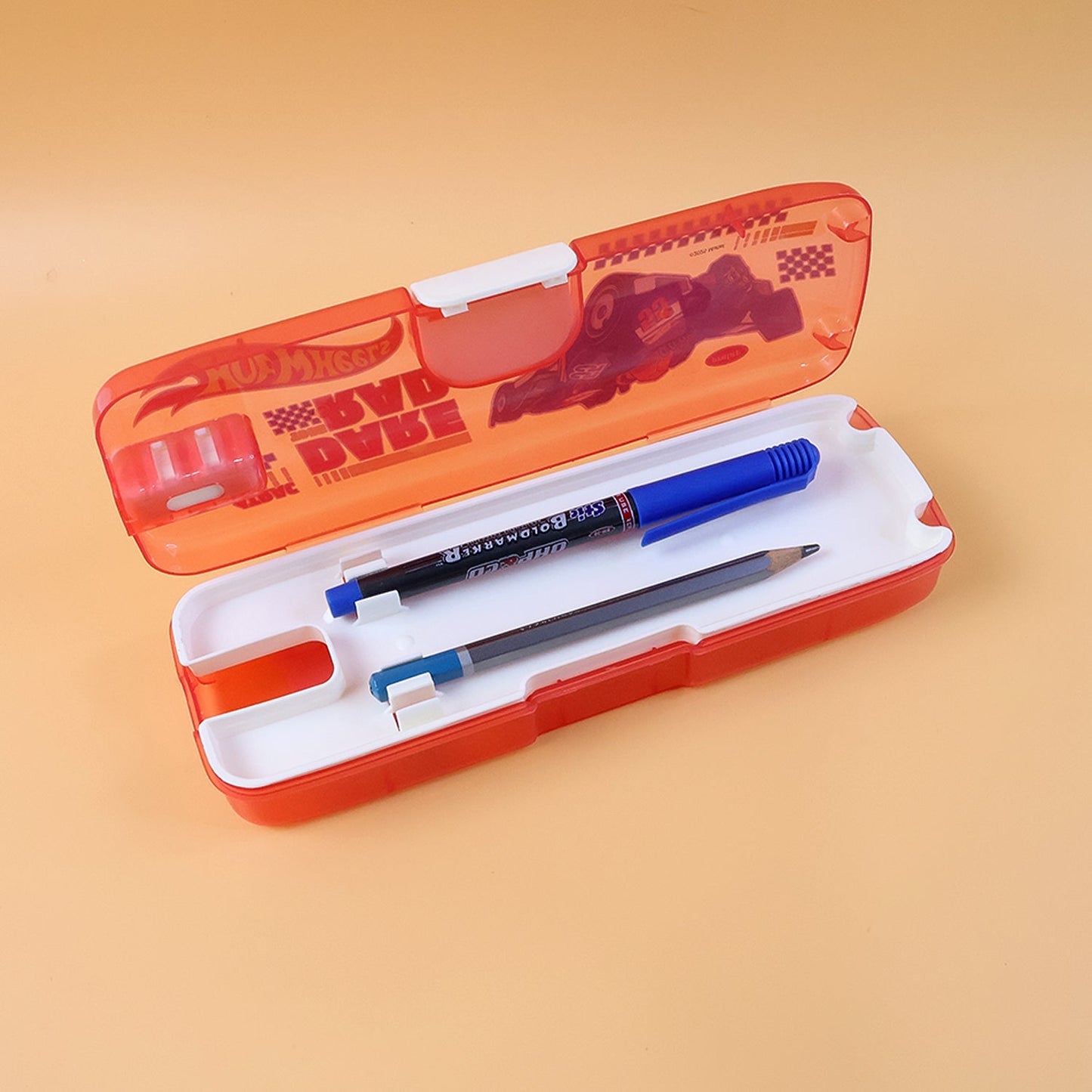 Plastic Pencil Box with LED Light & Cartoon Print (1 Pc) Signature Kart