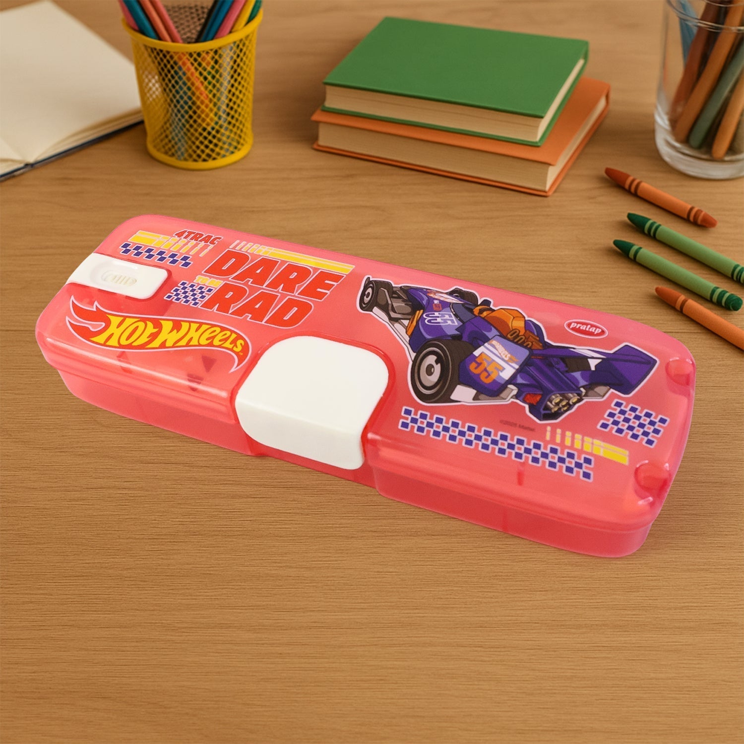 Plastic Pencil Box with LED Light & Cartoon Print (1 Pc) Signature Kart