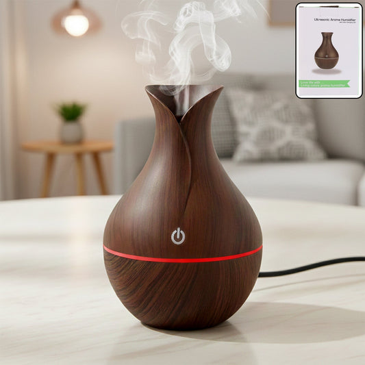 Mini Wooden Vase Pot Diffuser Cool Mist Atomization Humidifier (1 Pc) Signaturekarts