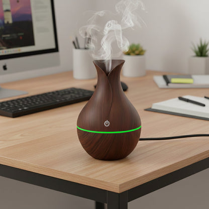 Mini Wooden Vase Pot Diffuser Cool Mist Atomization Humidifier (1 Pc) Signaturekarts