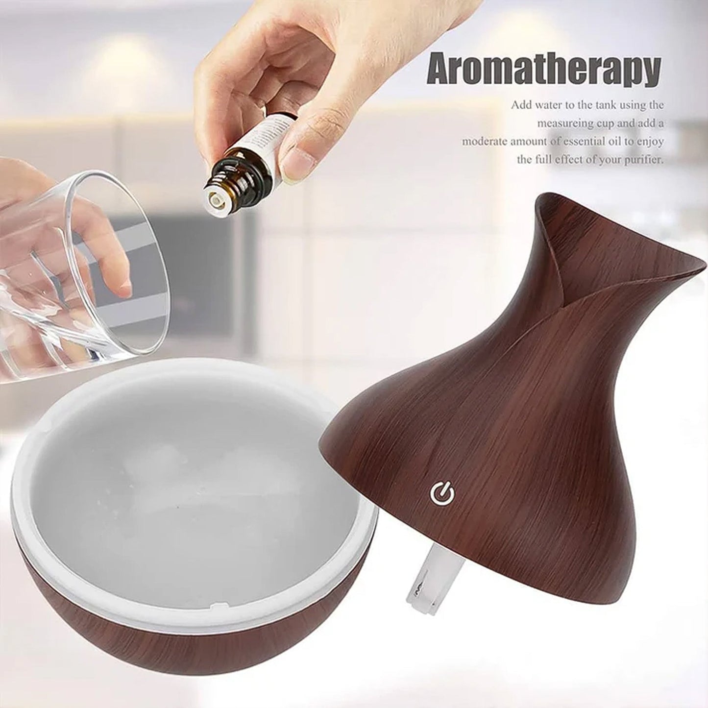 Mini Wooden Vase Pot Diffuser Cool Mist Atomization Humidifier (1 Pc) Signaturekarts