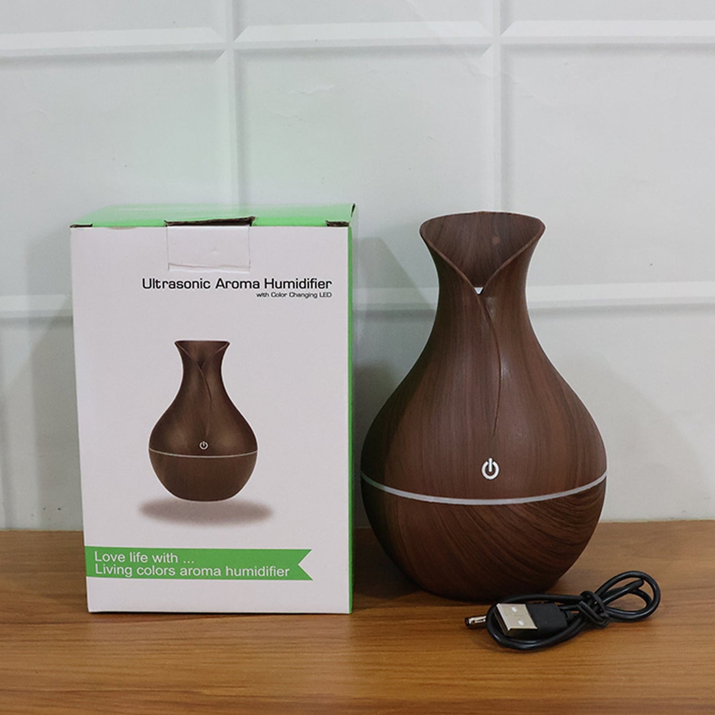 Mini Wooden Vase Pot Diffuser Cool Mist Atomization Humidifier (1 Pc) Signaturekarts