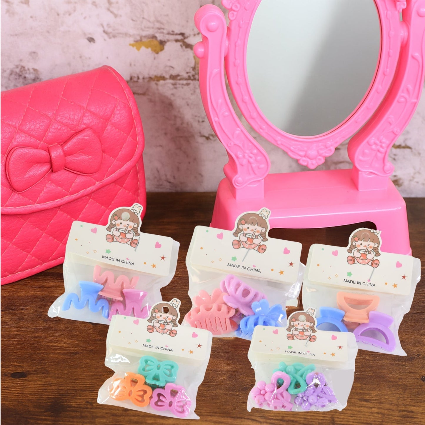 Plastic Small Hair Clips Girls Kids Hair Accessories (3 Pcs Set / Mix Color & Design) Signaturekarts
