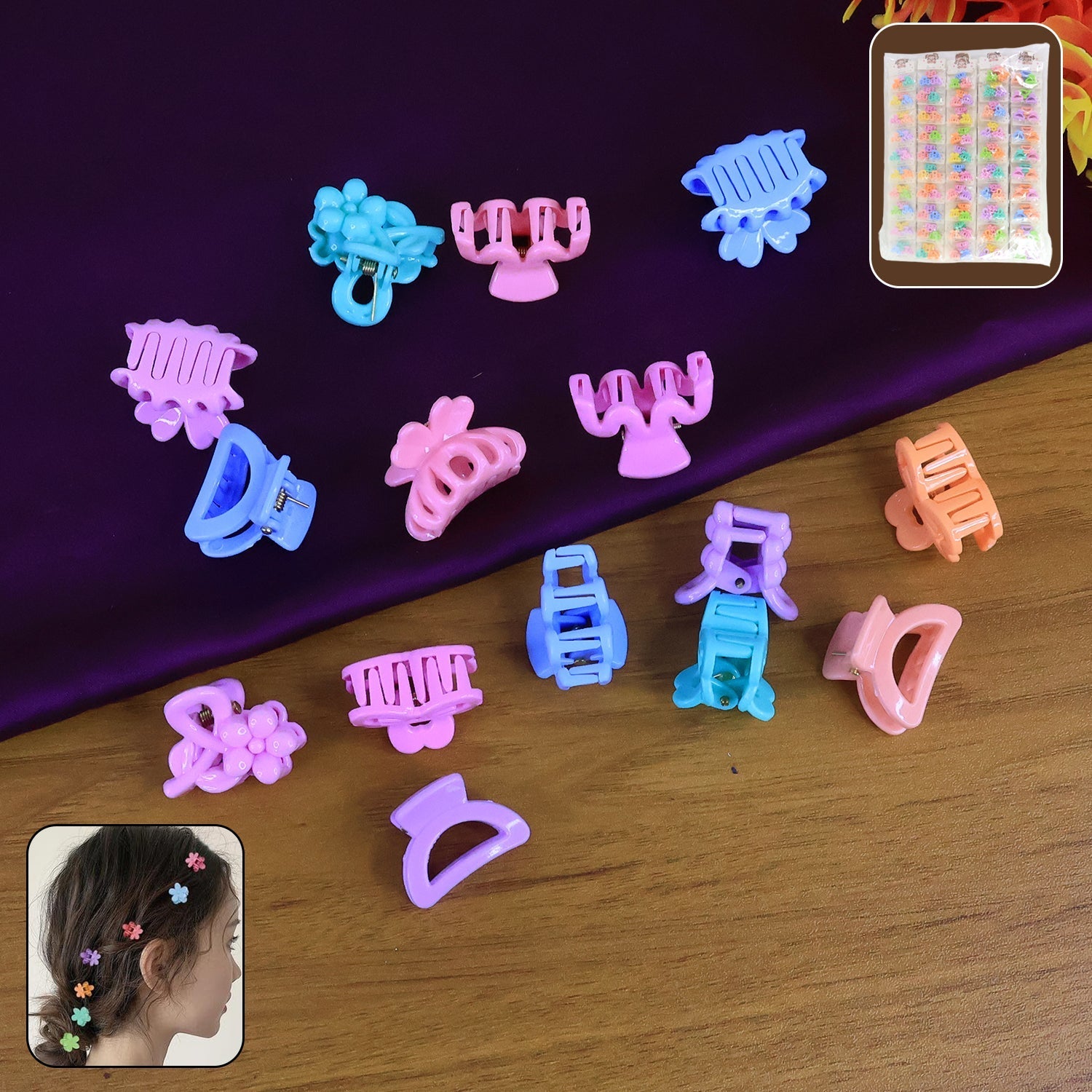 Plastic Small Hair Clips Girls Kids Hair Accessories (3 Pcs Set / Mix Color & Design) Signaturekarts