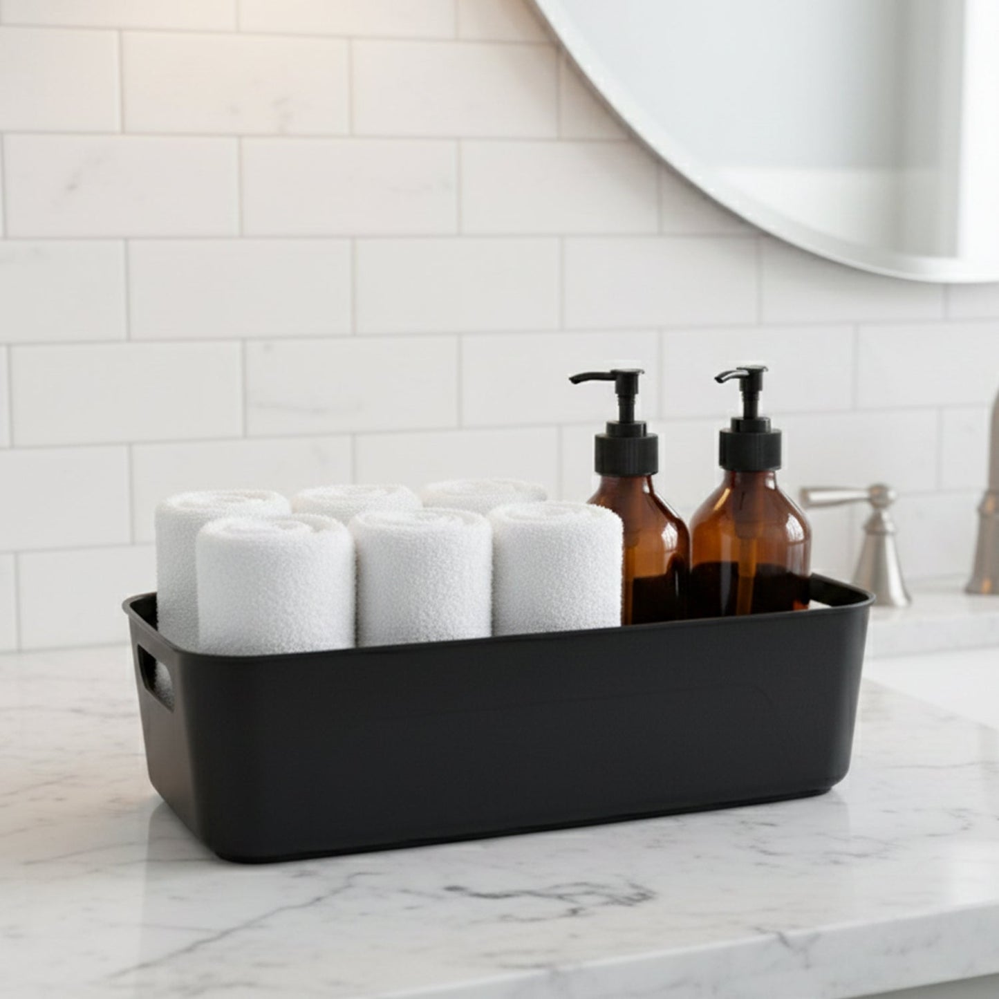 Black Plastic Storage Basket Tray Set (4 Pcs) The Morsignaturekarts