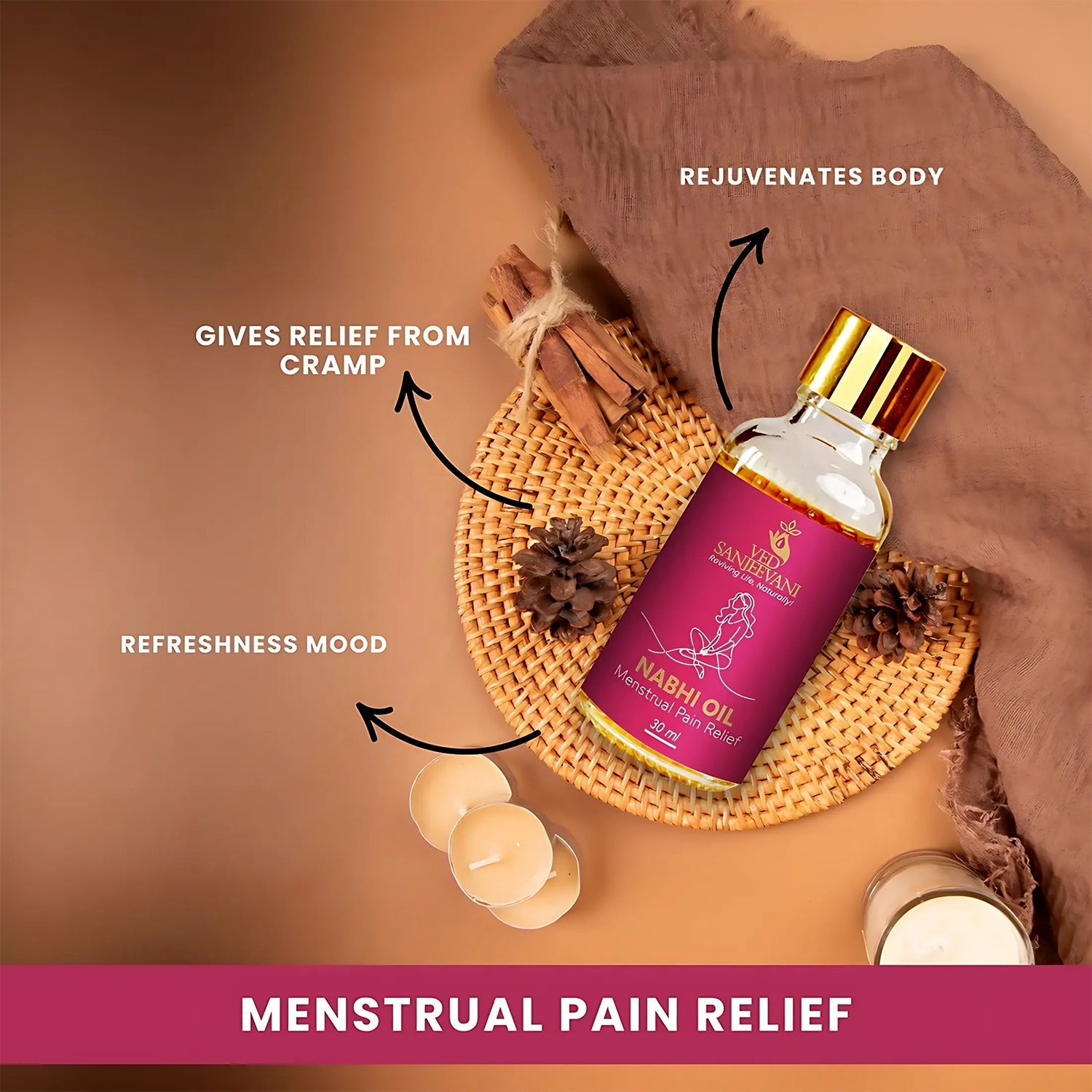 Ved Sanjeevani Nabhi Oil for Menstrual Pain Relief (30ML / 1 Pc) Signature Kart