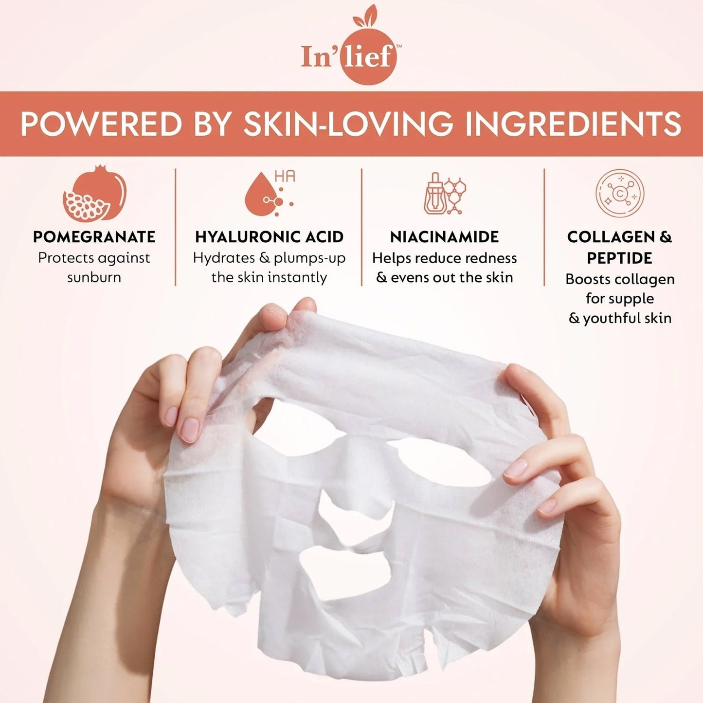 In’lief Niacinamide 1% Hydrating & Calming Facial Sheet Mask (1 Pc) signaturekarts