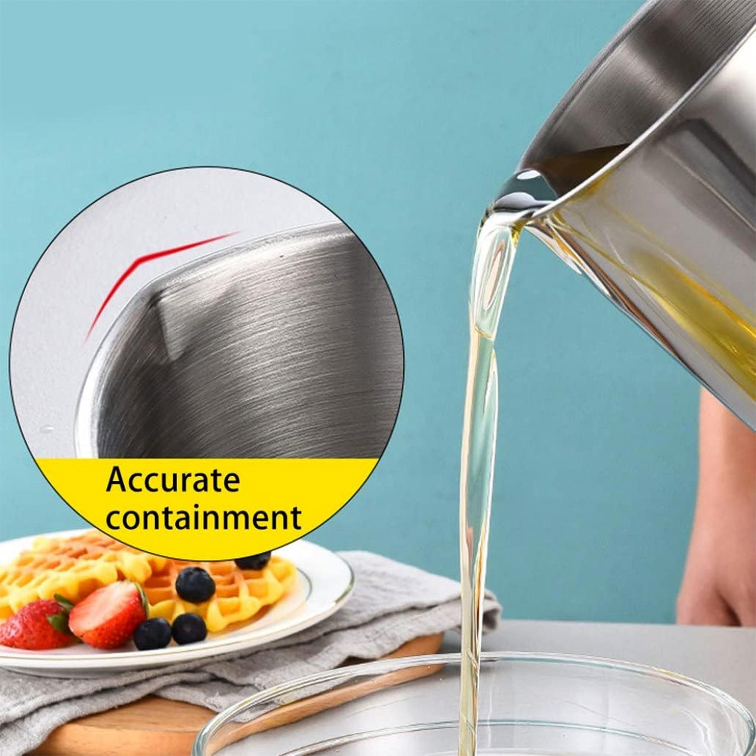 Stainless Steel Oil Strainer Pot with Lid and Filter Mesh (1 Set) signaturekarts
